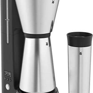 WMF Küchenminis Aroma Filterkaffeemaschine klein mit Thermoskanne, 870 Watt, Thermobecher to go, kleine single Kaffeemaschine mit Timer, cromargan matt