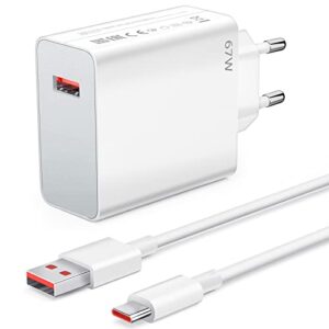 USB Ladegerät 67W mit Typ C Ladekabel 1M für Xiaomi 13 13 Pro 12 11T 12T Pro 11 Ultra,USB Netzteil Stecker Schnellladegerät Ladestecker Netzstecker Ladeadapter für Redmi Note 11 Pro 11s POCO X5 Pro F4