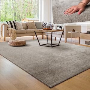 Paco Home Waschbarer Teppich Wohnzimmer Schlafzimmer Kurzflor rutschfest Flauschig Weich Moderne Einfarbige Muster, Grösse:60x100 cm, Farbe:Grau