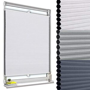 WOLTU Wabenplissee ohne Bohren Verdunklung Thermo Doppelplissee Klemmfix Zweifarbig 90x130cm Weiß-Weiß, Plissee Faltrollo Sonnen-, Sicht- & Schallschutz, Jalousie Plisseerollo für Fenster & Tür